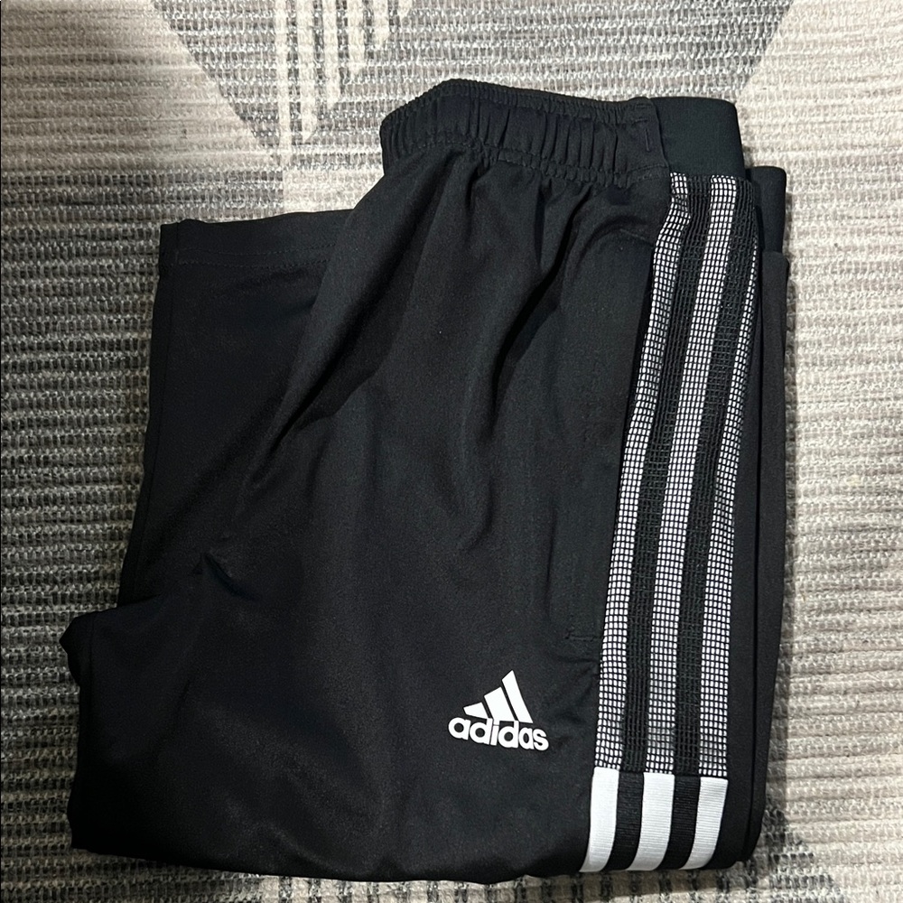 Adidas Men’s Black Shorts with White Stripes